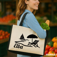 Jutetasche Elba Inselmotiv Italien 21 Liter Black