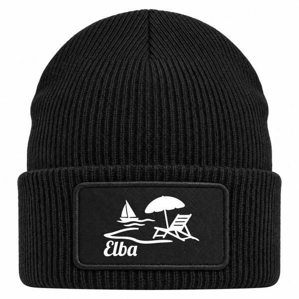 Beanie mit Patch Elba Inselmotiv Italien Black