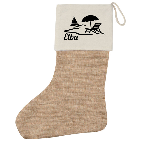Weihnachtsstrumpf Elba Inselmotiv Italien Beige
