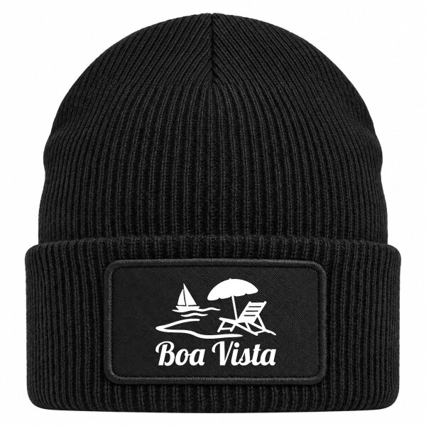 Beanie mit Patch Boa Vista Inselmotiv Kap Verde Black