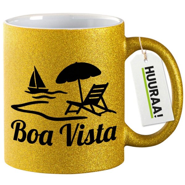 Glitzertasse Boa Vista Inselmotiv Kap Verde 330ml