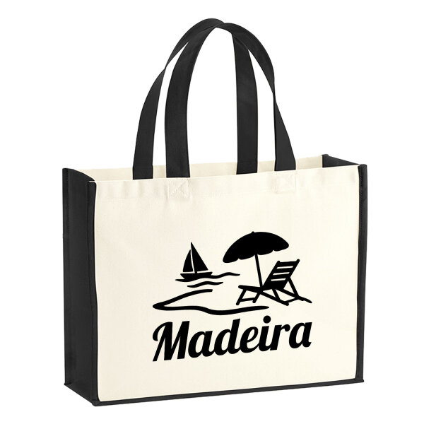 Jutetasche Madeira Inselmotiv Portugal 21 Liter Black