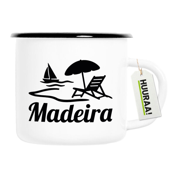 Emaille Tasse Madeira Inselmotiv Portugal 300ml Vintage Emaille Becher