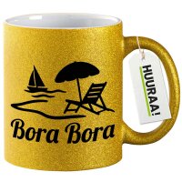 Glitzertasse Bora Bora Inselmotiv...