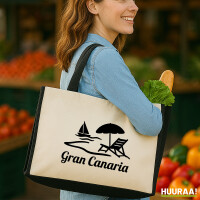 Jutetasche Gran Canaria Inselmotiv Spanien 21 Liter Black