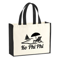 Jutetasche Ko Phi Phi Inselmotiv Thailand 21 Liter Black