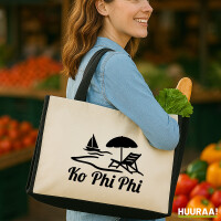 Jutetasche Ko Phi Phi Inselmotiv Thailand 21 Liter Black