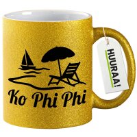 Glitzertasse Ko Phi Phi Inselmotiv Thailand 330ml