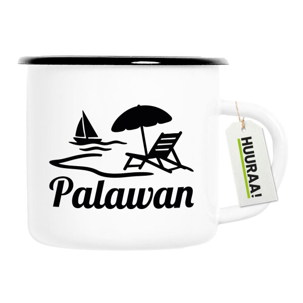 Emaille Tasse Palawan Inselmotiv Philippinen 300ml Vintage Emaille Becher