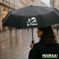 Regenschirm La Palma Inselmotiv Spanien 98cm Schwarz