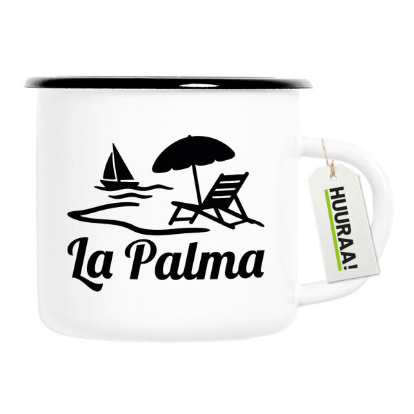 Emaille Tasse La Palma Inselmotiv Spanien 300ml Vintage Emaille Becher