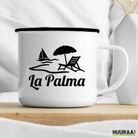 Emaille Tasse La Palma Inselmotiv Spanien 300ml Vintage Emaille Becher