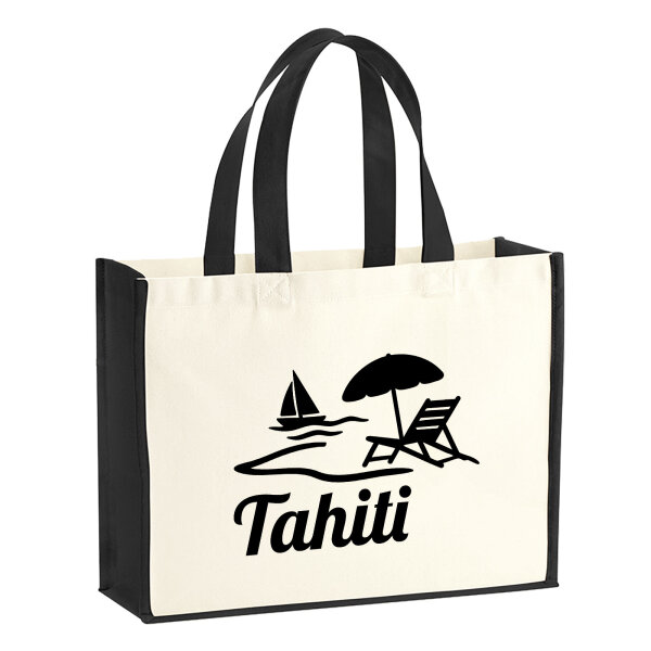 Jutetasche Tahiti Inselmotiv Französisch-Polynesien 21 Liter Black