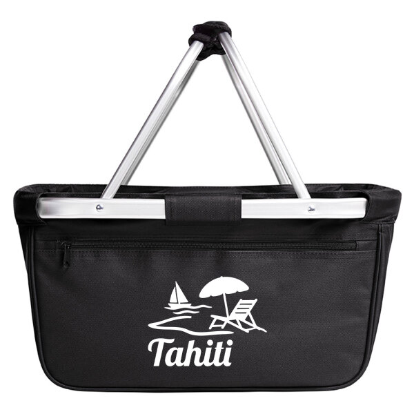 Einkaufskorb Tahiti Inselmotiv Französisch-Polynesien 20 Liter Tragekorb Black