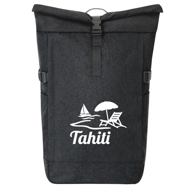 Kurierrucksack Tahiti Inselmotiv Französisch-Polynesien 30-44 Liter Black Melange