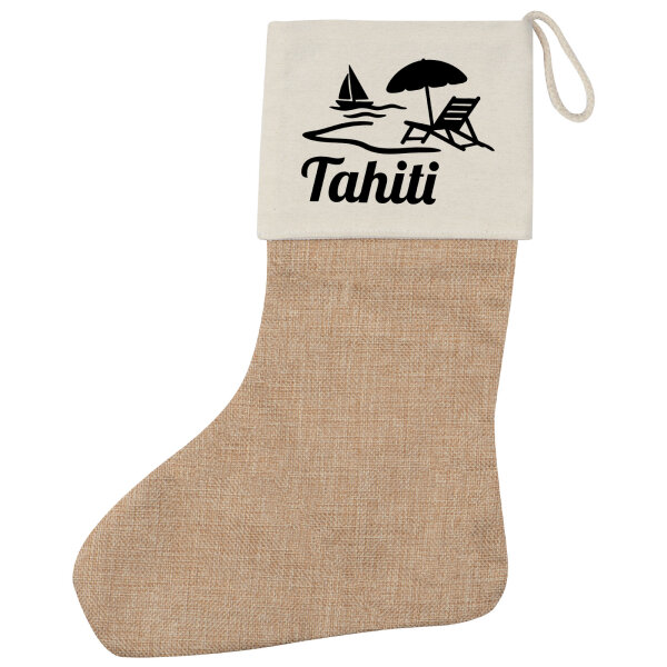 Weihnachtsstrumpf Tahiti Inselmotiv Französisch-Polynesien Beige