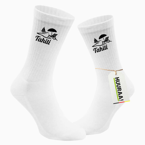 Socken Tahiti Inselmotiv Französisch-Polynesien Größe 37/46 White Motiv Tennissocken