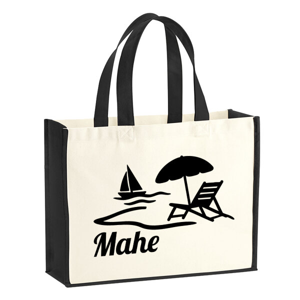 Jutetasche Mahe Inselmotiv Seychellen 21 Liter Black