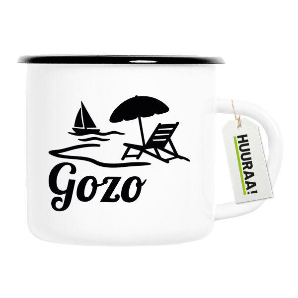 Emaille Tasse Gozo Inselmotiv Malta 300ml Vintage Emaille Becher