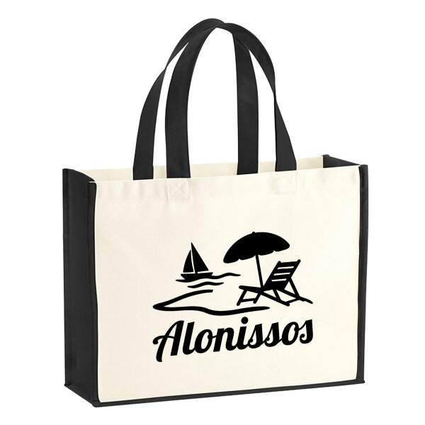 Jutetasche Alonissos Inselmotiv Griechenland 21 Liter Black