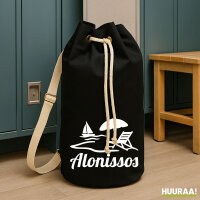 Seesack Alonissos Inselmotiv Griechenland 20 Liter Rucksack Black