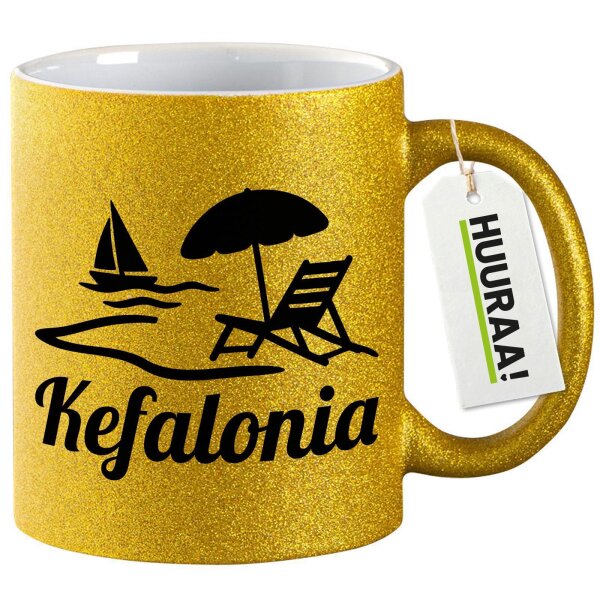 Glitzertasse Kefalonia Inselmotiv Griechenland 330ml