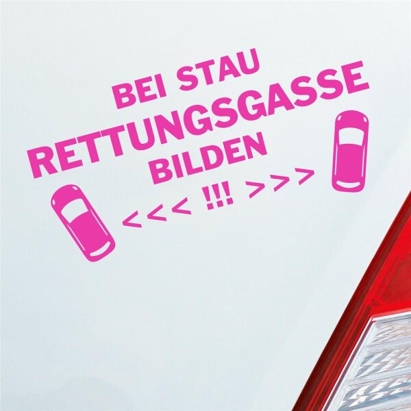 Autoaufkleber Bei Stau Rettungsgasse bilden Pink ca. 19x9cm
