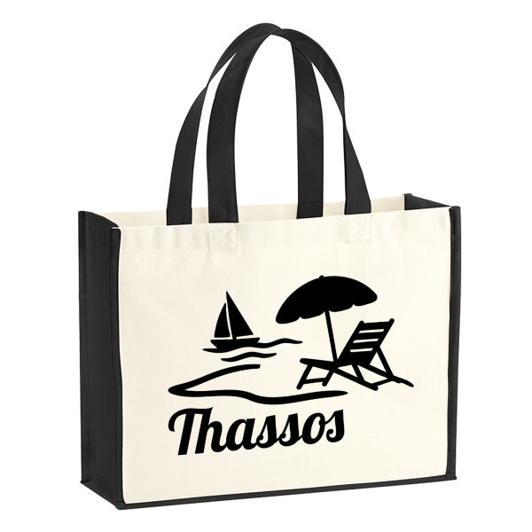 Jutetasche Thassos Inselmotiv Griechenland 21 Liter Black