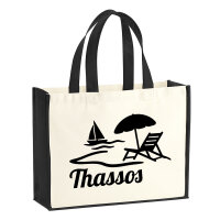 Jutetasche Thassos Inselmotiv Griechenland 21 Liter Black