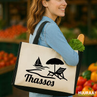 Jutetasche Thassos Inselmotiv Griechenland 21 Liter Black