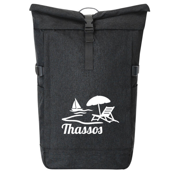 Kurierrucksack Thassos Inselmotiv Griechenland 30-44 Liter Black Melange