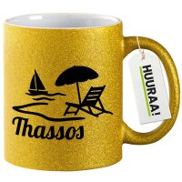 Glitzertasse Thassos Inselmotiv Griechenland 330ml