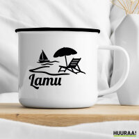 Emaille Tasse Lamu Inselmotiv Kenia 300ml Vintage Emaille Becher