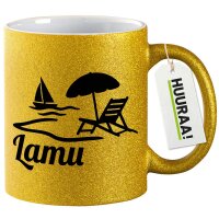 Glitzertasse Lamu Inselmotiv Kenia 330ml