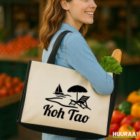 Jutetasche Koh Tao Inselmotiv Thailand 21 Liter Black