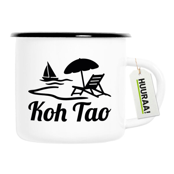 Emaille Tasse Koh Tao Inselmotiv Thailand 300ml Vintage Emaille Becher