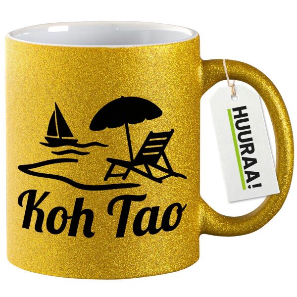 Glitzertasse Koh Tao Inselmotiv Thailand 330ml