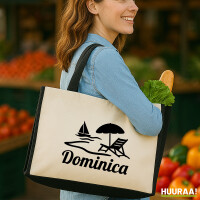 Jutetasche Dominica Inselmotiv Karibik 21 Liter Black