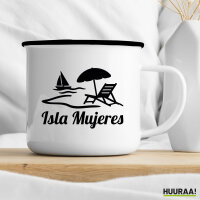Emaille Tasse Isla Mujeres Inselmotiv Mexiko 300ml Vintage Emaille Becher