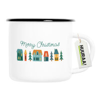 Emaille Tasse Merry Christmas Weihnachtsdorf 300ml...
