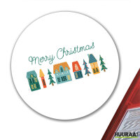 Aufkleber Merry Christmas Weihnachtsdorf 10cm Sticker