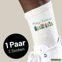 Unisex Socken Merry Christmas Weihnachtsdorf Baumwolle