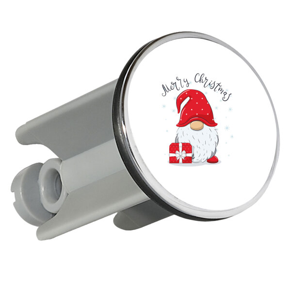 Waschbeckenstöpsel Merry Christmas Wichtel 4cm Abflussstopfen