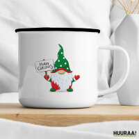 Emaille Tasse Wichtel Merry Christmas 300ml Vintage