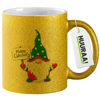 Glitzertasse Wichtel Merry Christmas 330ml