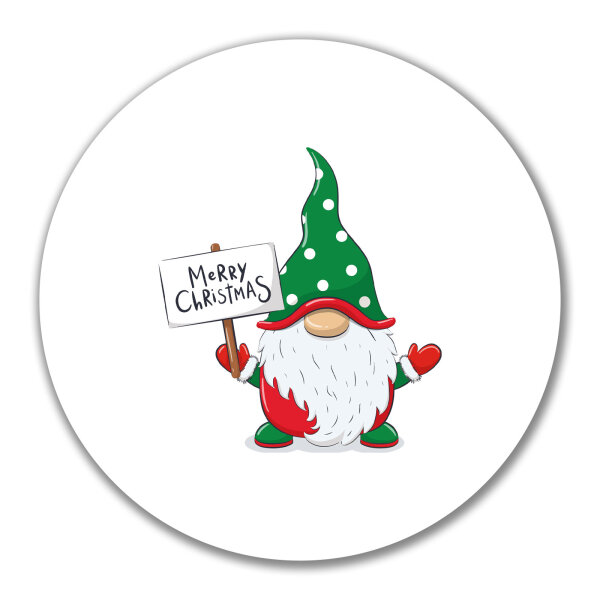 Aufkleber Wichtel Merry Christmas 10cm rund