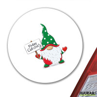 Aufkleber Wichtel Merry Christmas 10cm rund