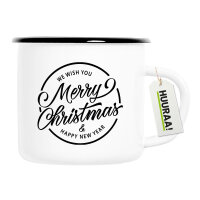 Emaille Tasse Merry Christmas Schriftzug 300ml Vintage...