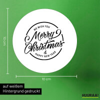 Aufkleber Merry Christmas Schriftzug 10cm rund