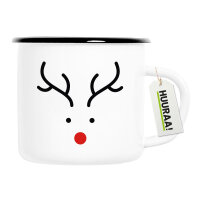 Emaille Tasse Rentier Rudolph 300ml Vintage Emaille Becher